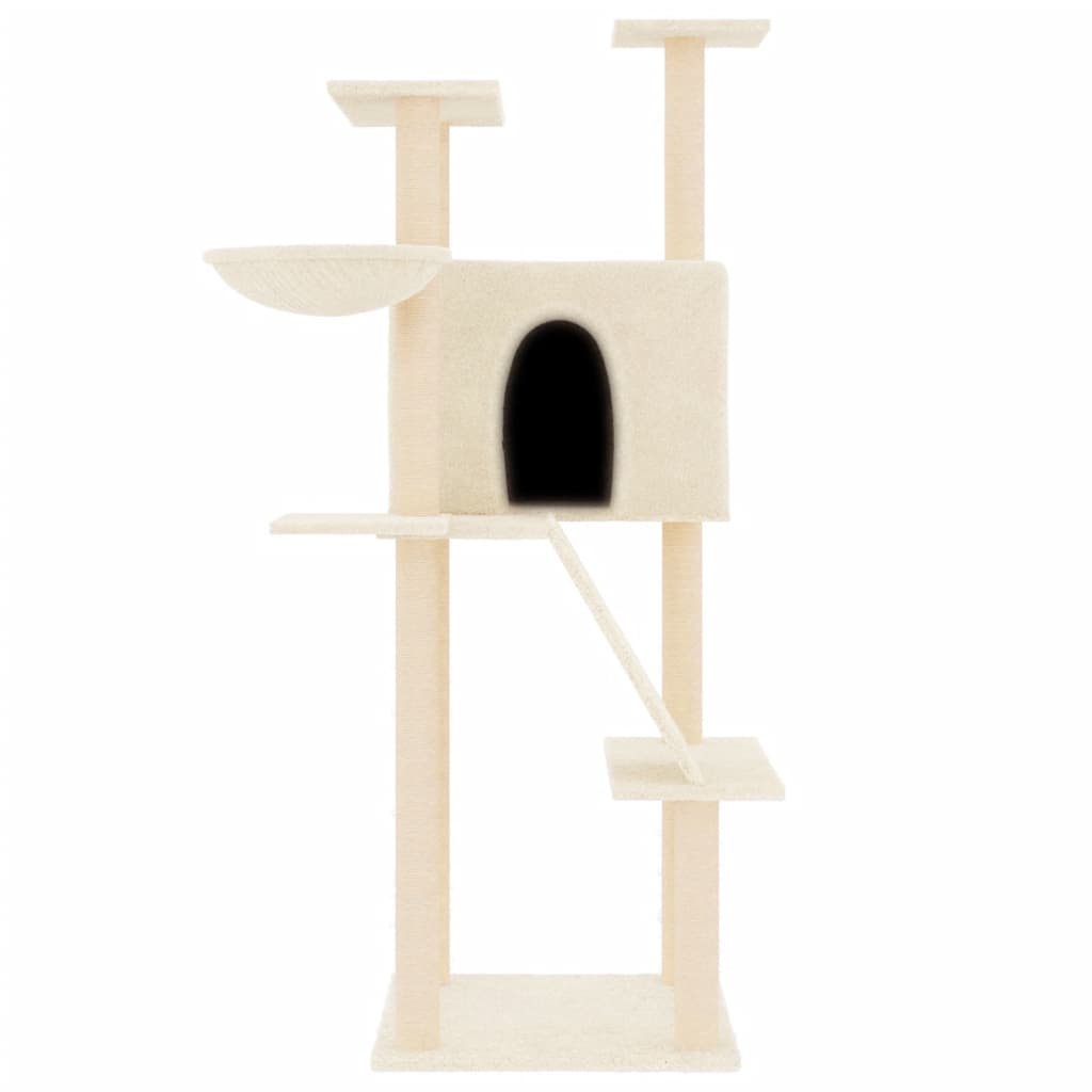 vidaXL Kattenmeubel met sisal krabpalen 143 cm crèmekleurig