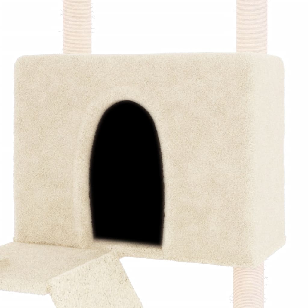 vidaXL Kattenmeubel met sisal krabpalen 143 cm crèmekleurig