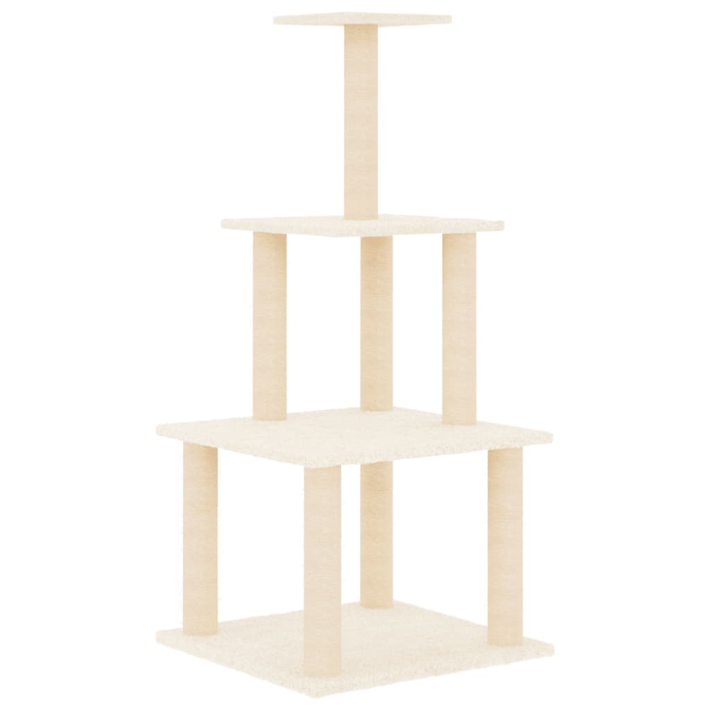 vidaXL Cat Tree with Sisal Scratching Posts 111 cm Cream