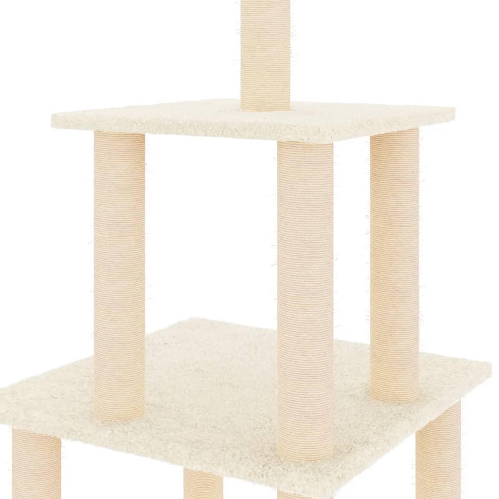vidaXL Cat Tree with Sisal Scratching Posts 111 cm Cream