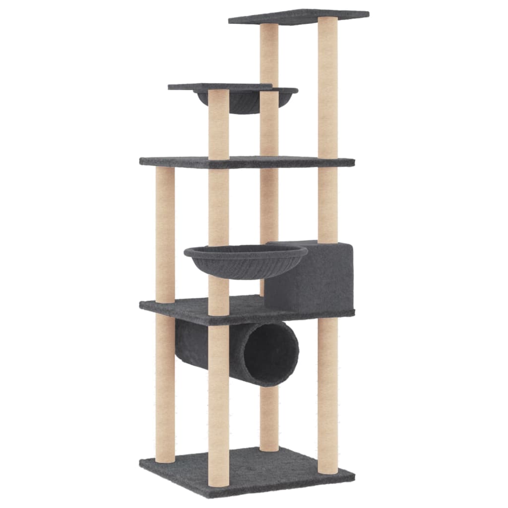 vidaXL Kattenmeubel met sisal krabpalen 141 cm lichtgrijs