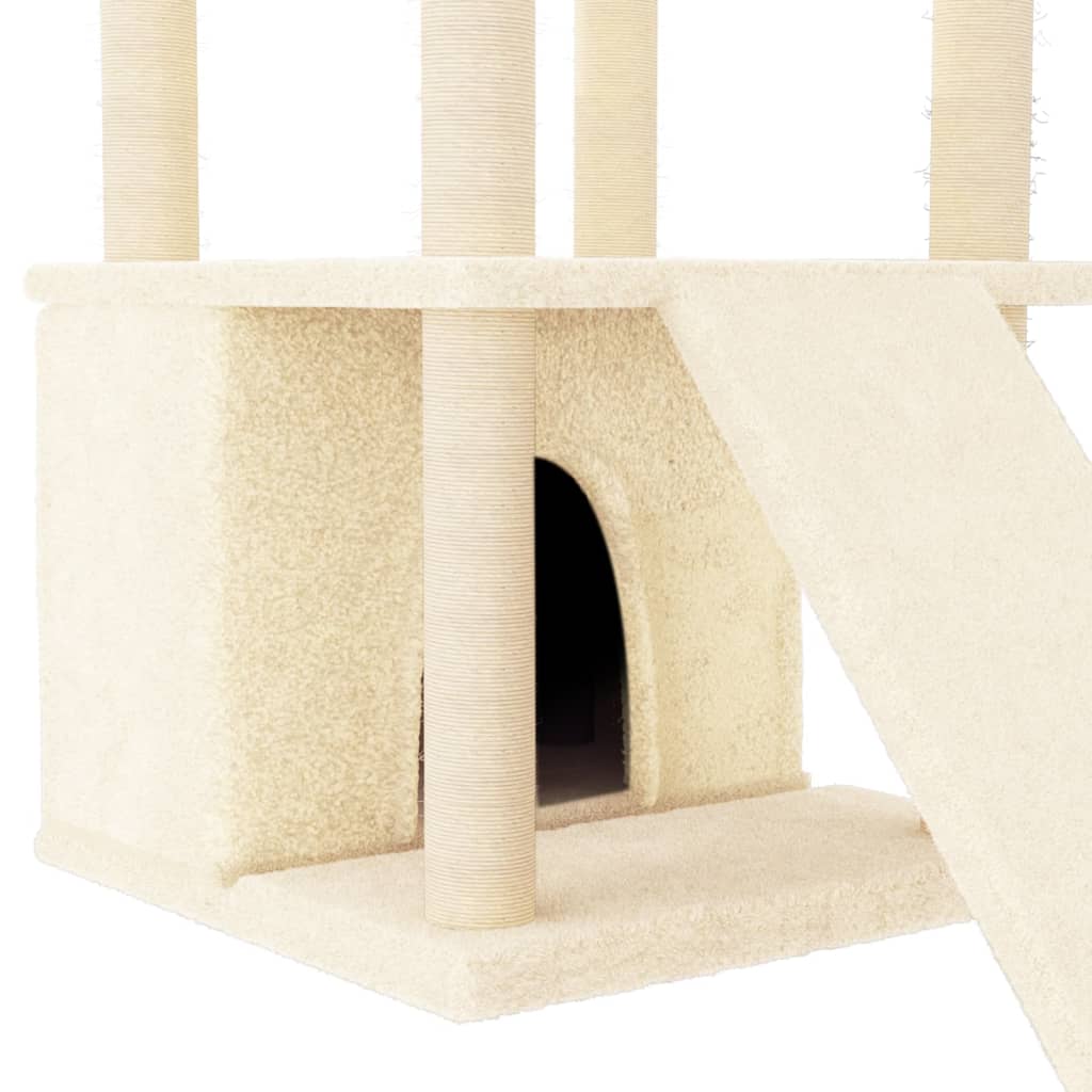 vidaXL Cat Tree with Sisal Scratching Posts 133 cm Cream