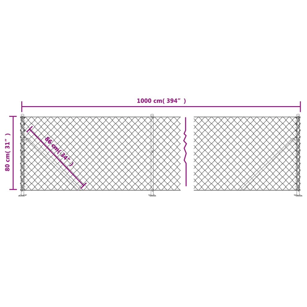 vidaXL Flanged Wire Mesh Fence 0.8x10 m Green