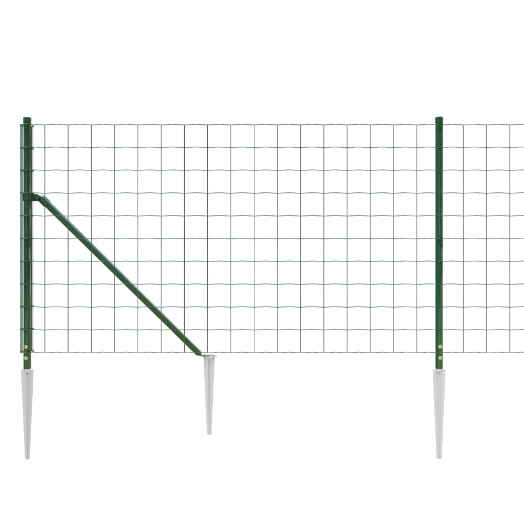 vidaXL Wire Mesh Fence with Ground Anchors 0.8x10 m Green