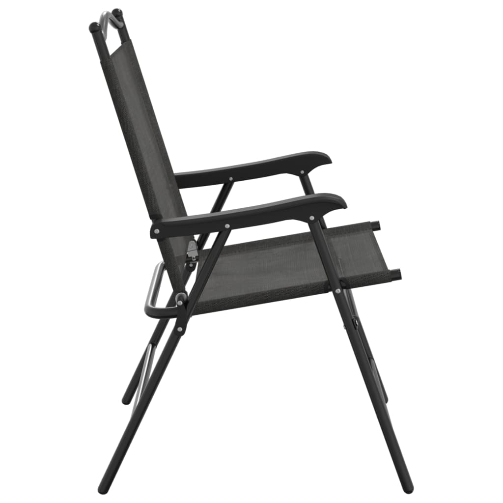 vidaXL Tuinstoelen 4 st inklapbaar staal en textileen gemêleerd grijs