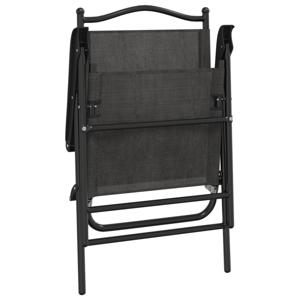 vidaXL Tuinstoelen 4 st inklapbaar staal en textileen gemêleerd grijs