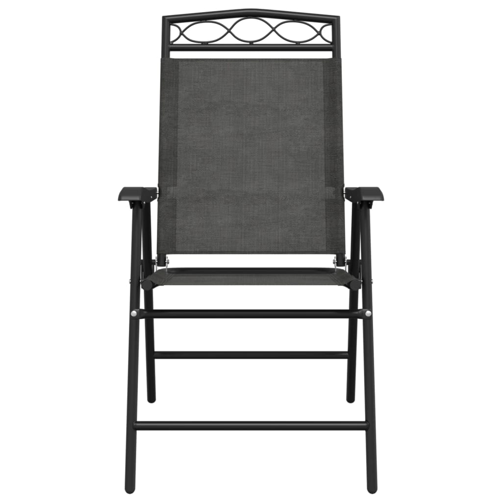 vidaXL Tuinstoelen 4 st inklapbaar staal en textileen gemêleerd grijs