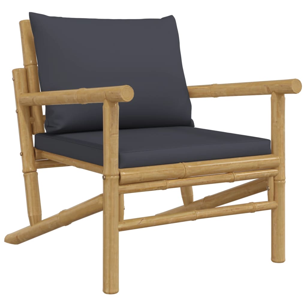 vidaXL 4-Piece Lounge Set with Cushions Bamboo Dark Grey