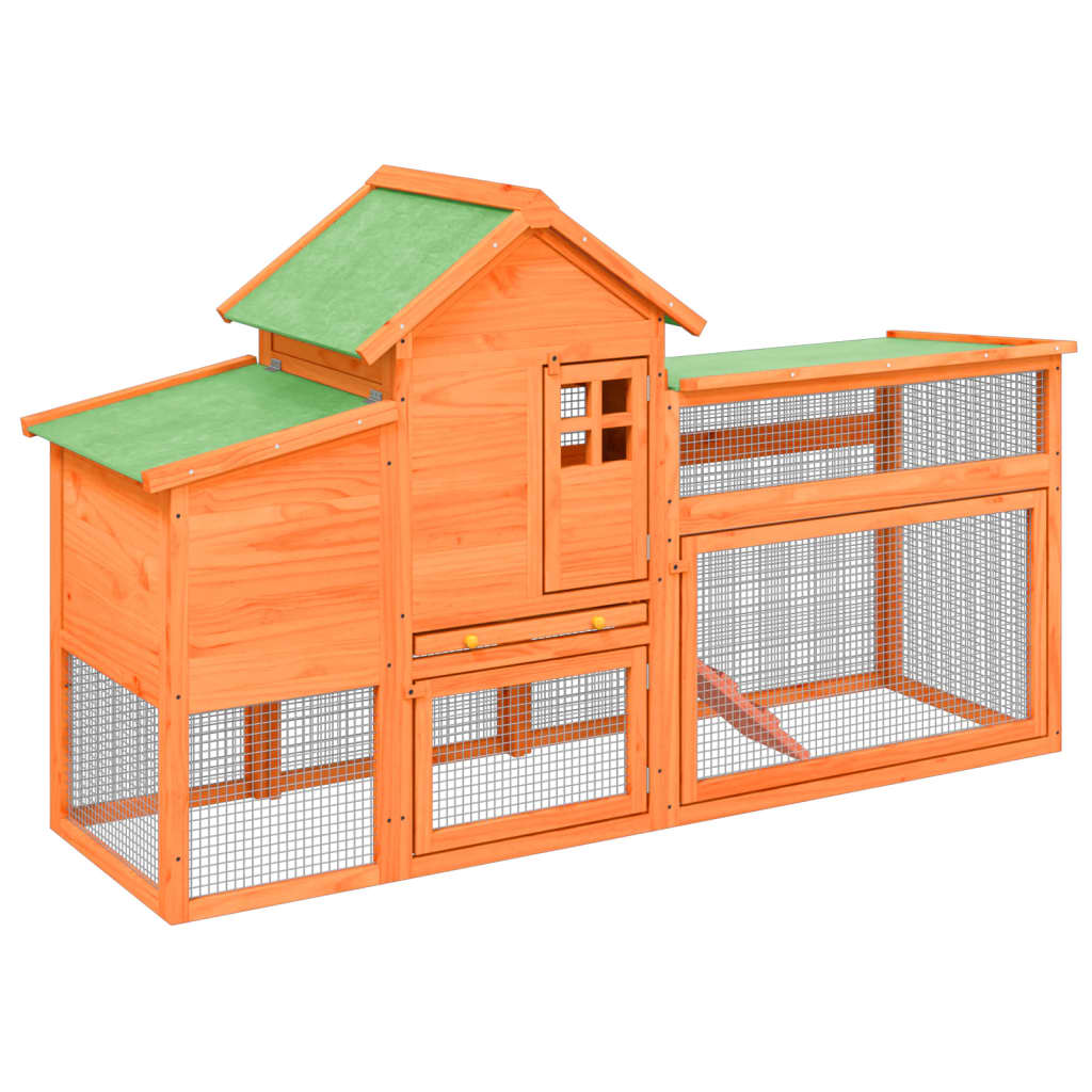 vidaXL Chicken Coop 186.5x58.5x113 cm Solid Pine Wood Brown