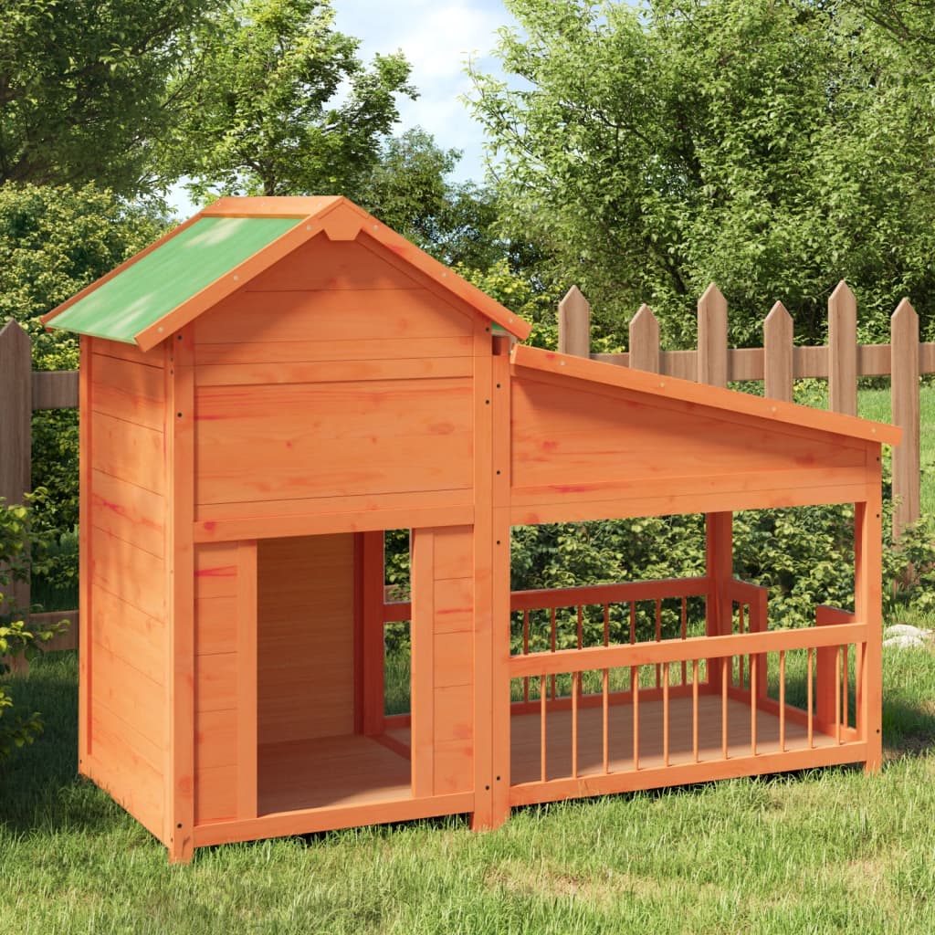 vidaXL Dog Kennel 143x60.5x109 cm solid pine wood brown