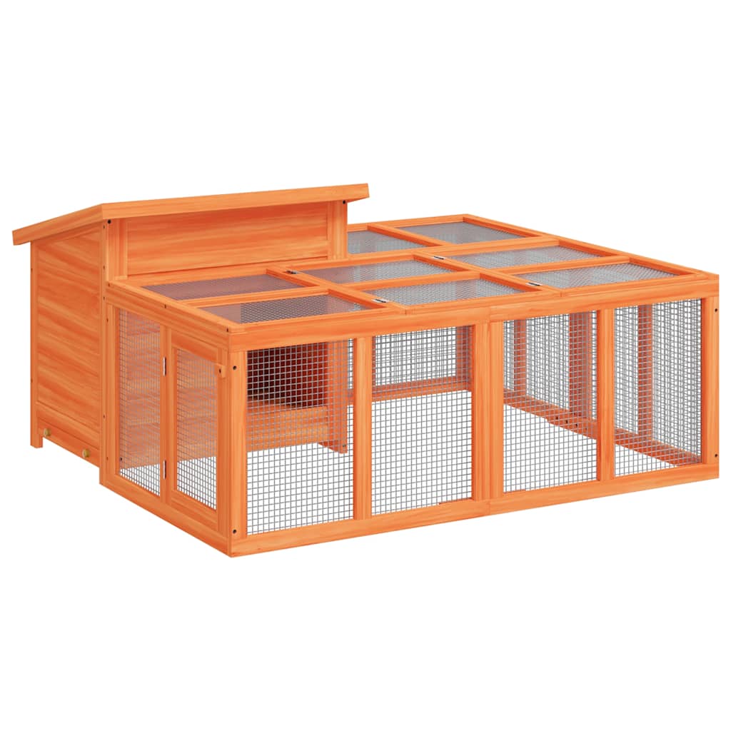 vidaXL Rabbit hutch 144x123x67.5 cm solid pine wood brown