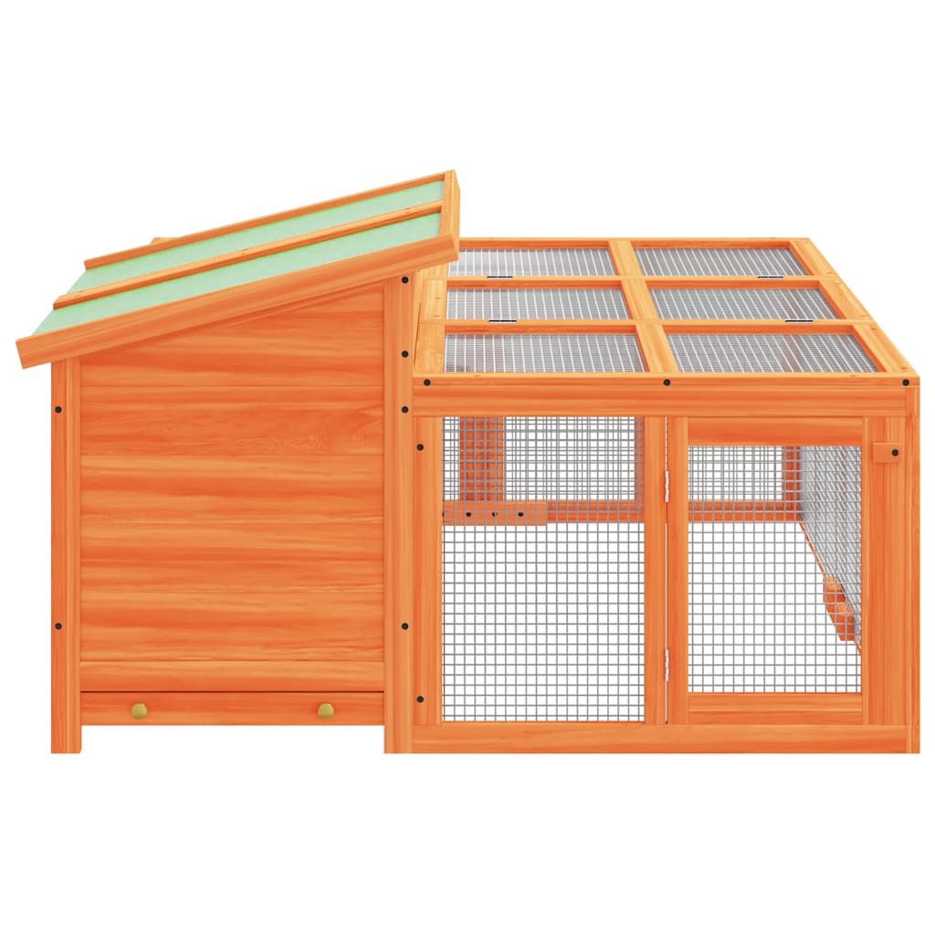 vidaXL Rabbit hutch 144x123x67.5 cm solid pine wood brown