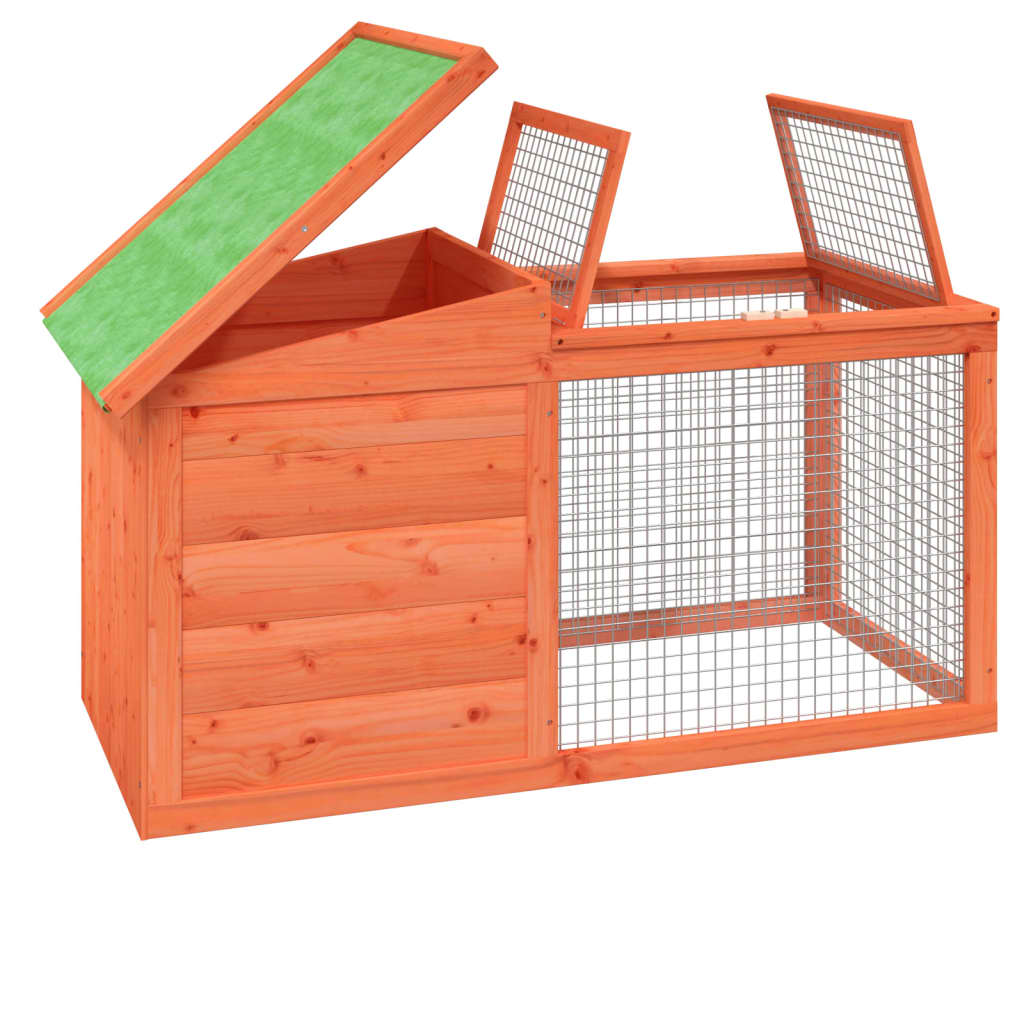 vidaXL Rabbit Hutch 100.5x54x55 cm Solid Pinewood Brown