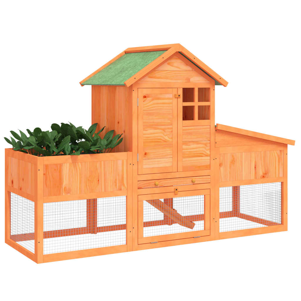 vidaXL Rabbit hutch 170x63x113 cm solid pine wood brown