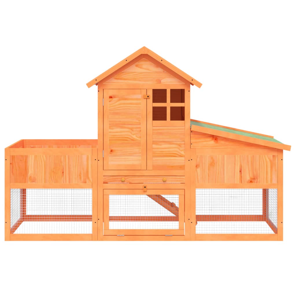 vidaXL Rabbit hutch 170x63x113 cm solid pine wood brown