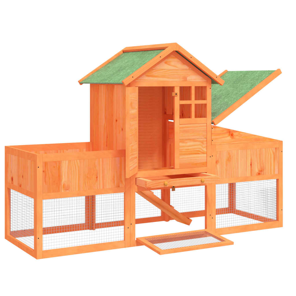 vidaXL Rabbit hutch 170x63x113 cm solid pine wood brown