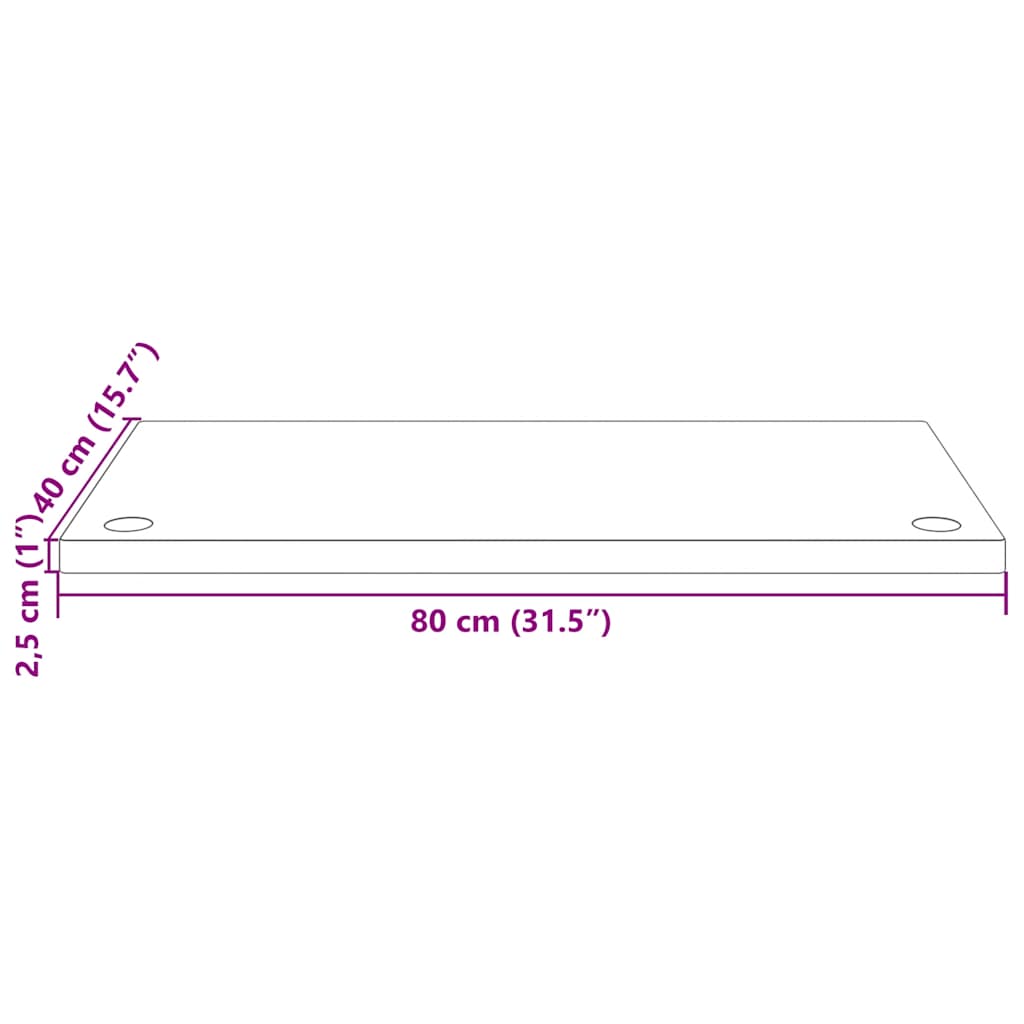 vidaXL Bureaublad 80x40x2,5 cm vert massif