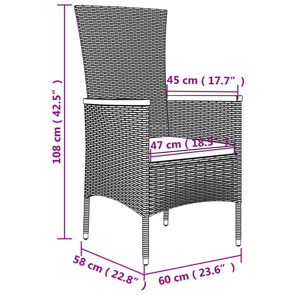 vidaXL Ensemble de jardin 3 pièces avec meubles en rotin poly