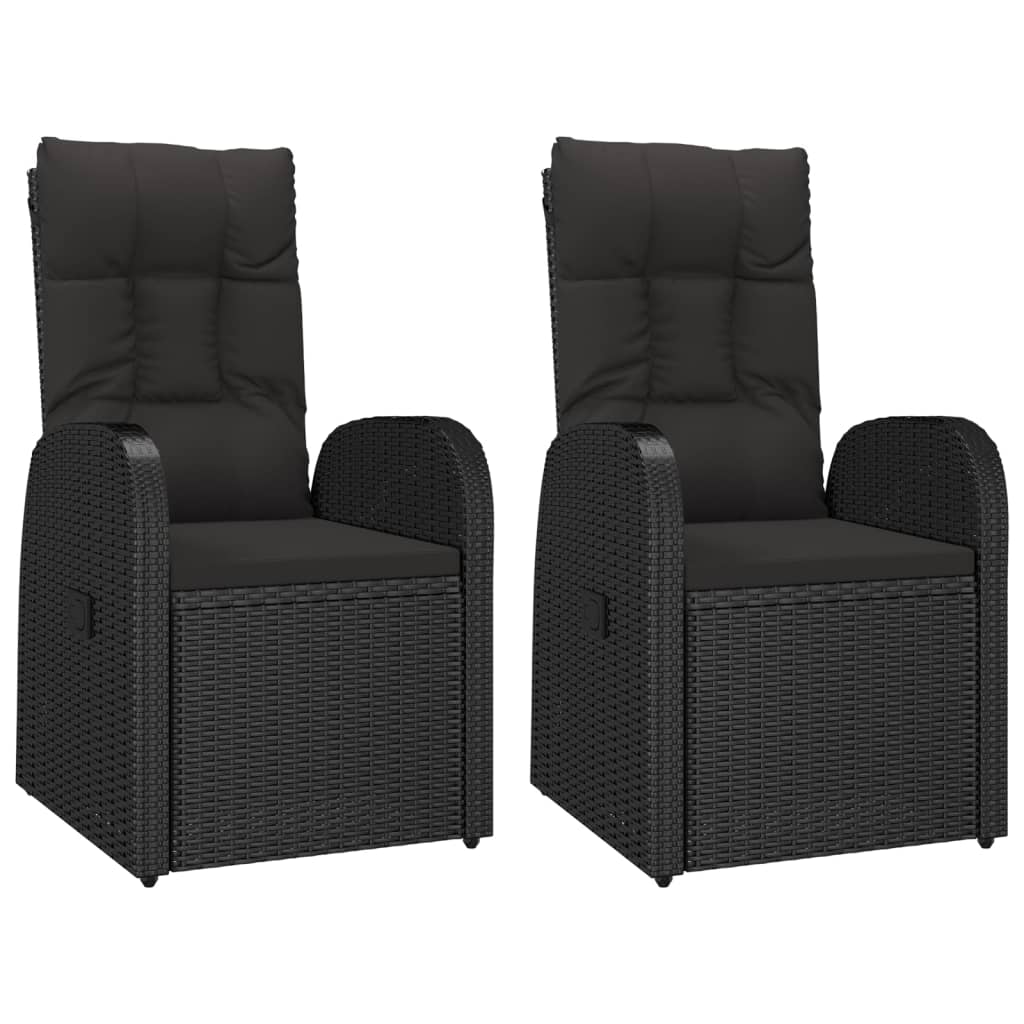 vidaXL 3-Piece Garden Lounge Set with Cushions Poly Rattan Black
