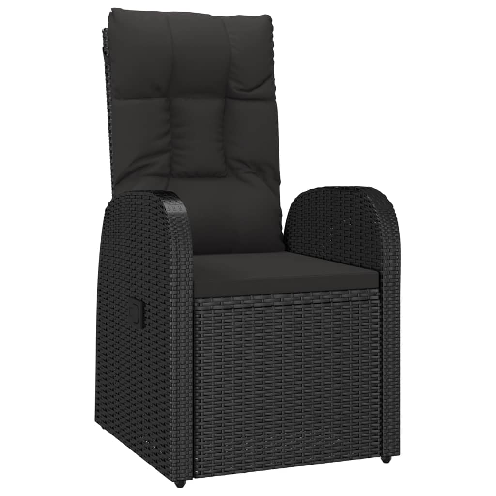 vidaXL 3-Piece Garden Lounge Set with Cushions Poly Rattan Black
