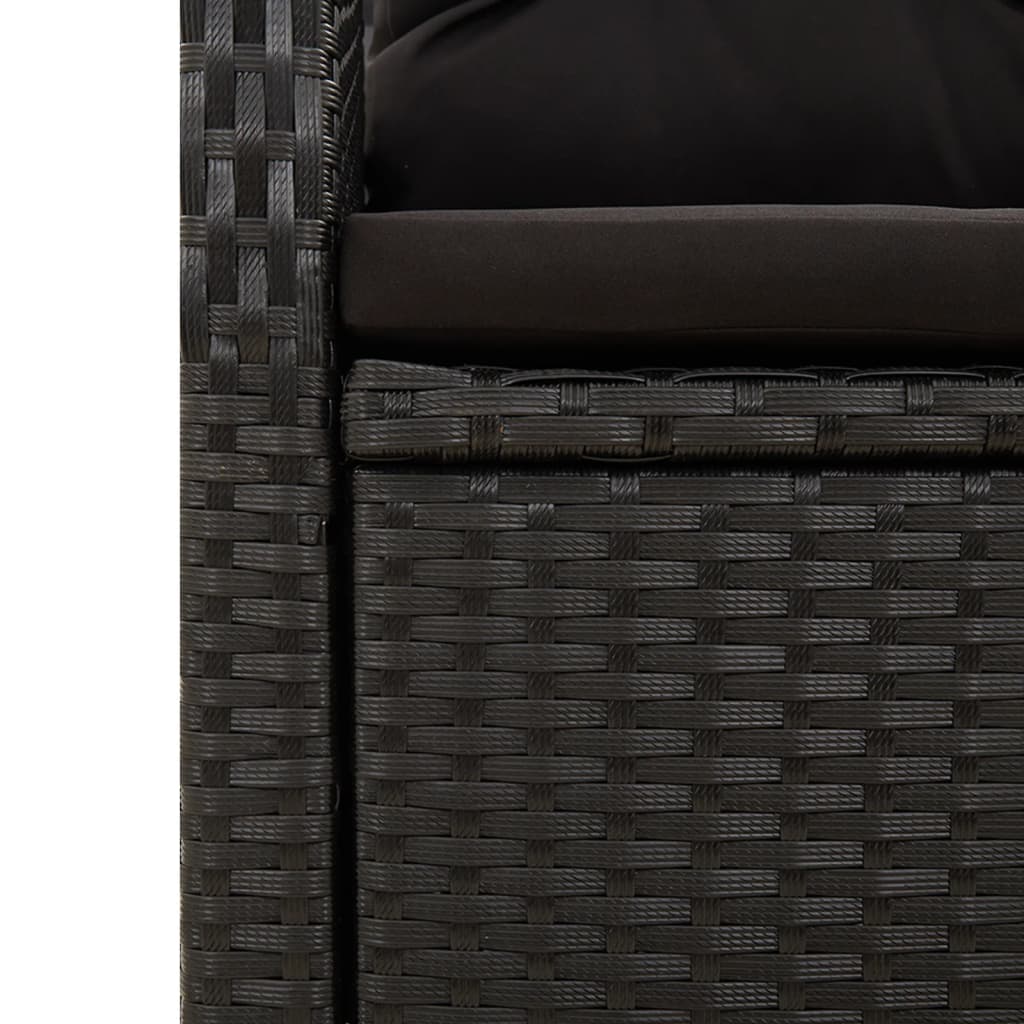 vidaXL 3-Piece Garden Lounge Set with Cushions Poly Rattan Black