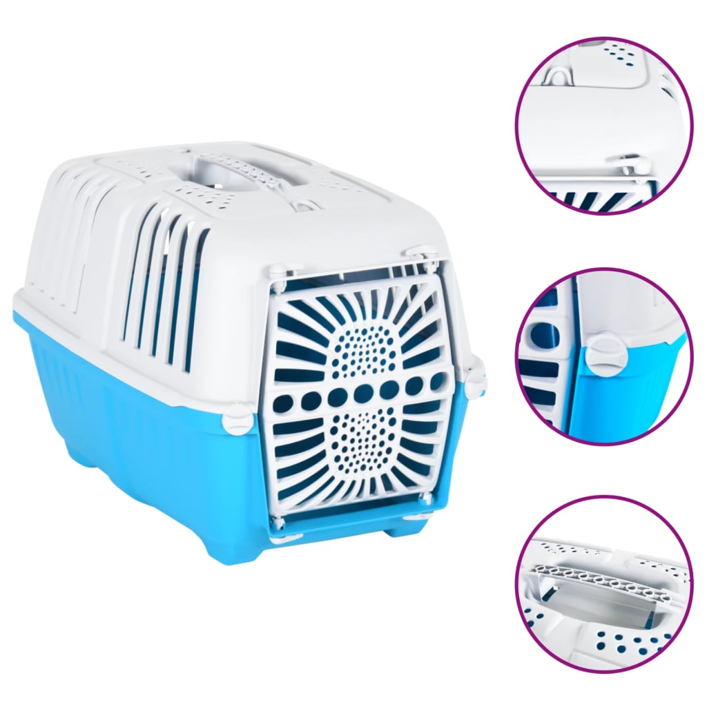 vidaXL Travel Crate 48x31.5x33 cm polypropylene white and blue