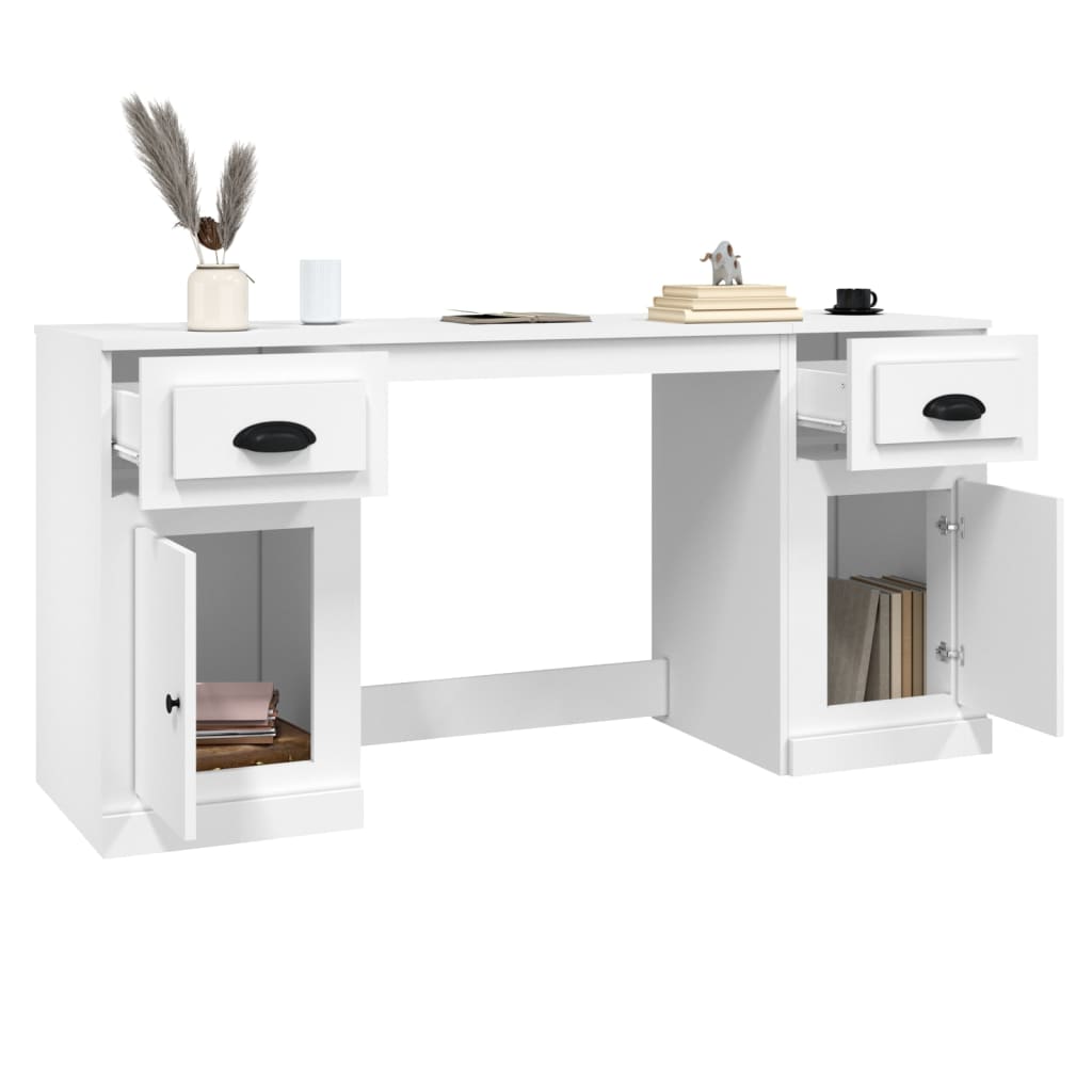 vidaXL Bureau met kast bewerkt hout wit