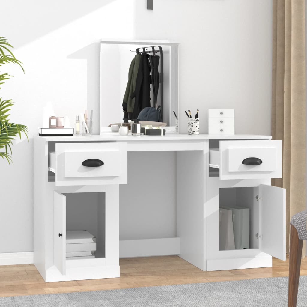 vidaXL Kaptafel met spiegel 130x50x132,5 cm wit