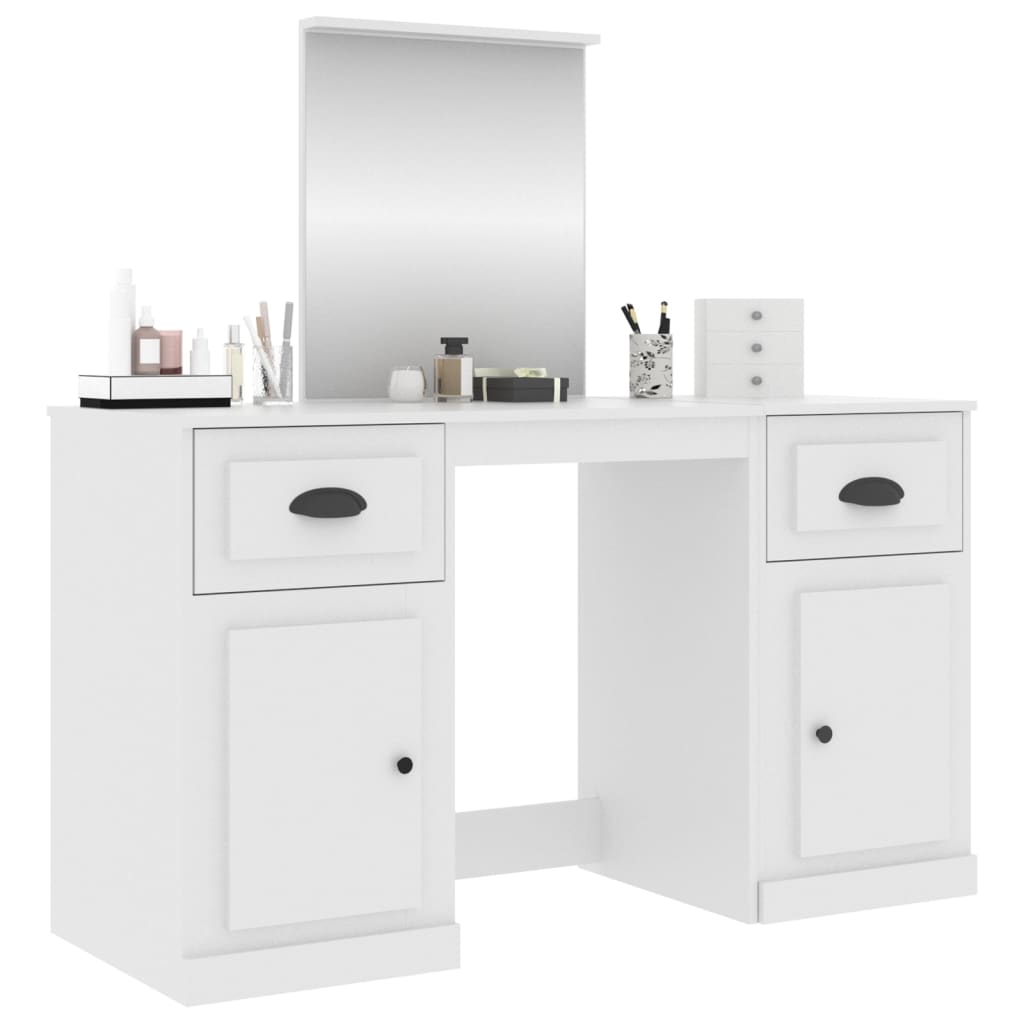 vidaXL Kaptafel met spiegel 130x50x132,5 cm wit