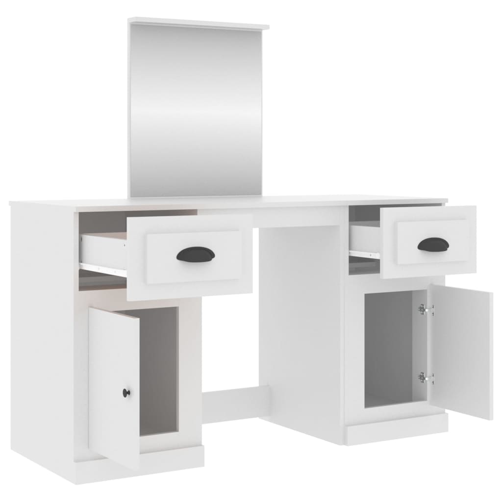 vidaXL Kaptafel met spiegel 130x50x132,5 cm wit