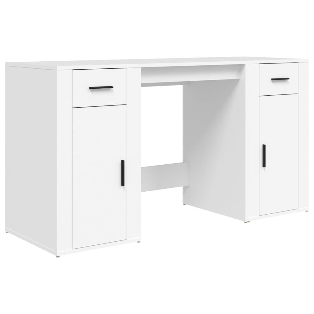 vidaXL Bureau met kast bewerkt hout wit