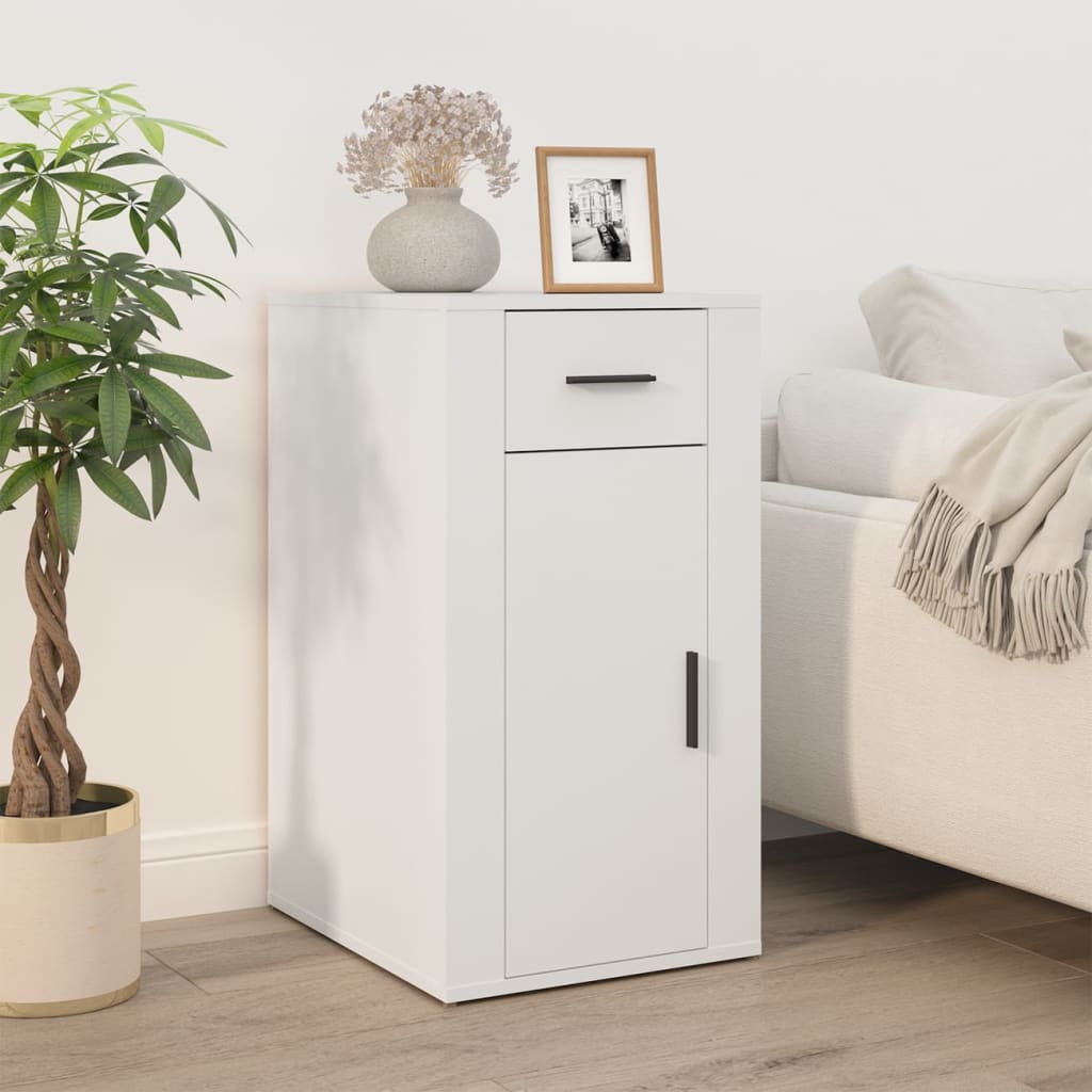 vidaXL Bureau met kast bewerkt hout wit