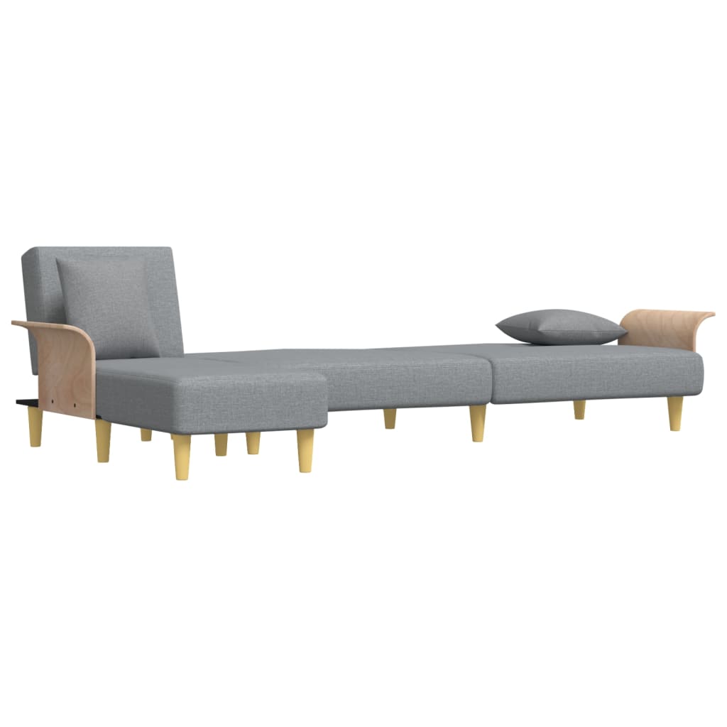vidaXL Slaapbank L-vormig 279x140x70 cm stof lichtgrijs