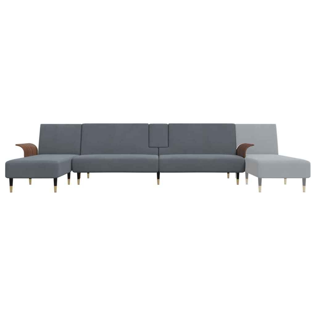 vidaXL Slaapbank L-vormig 279x140x70 cm fluweel donkergrijs