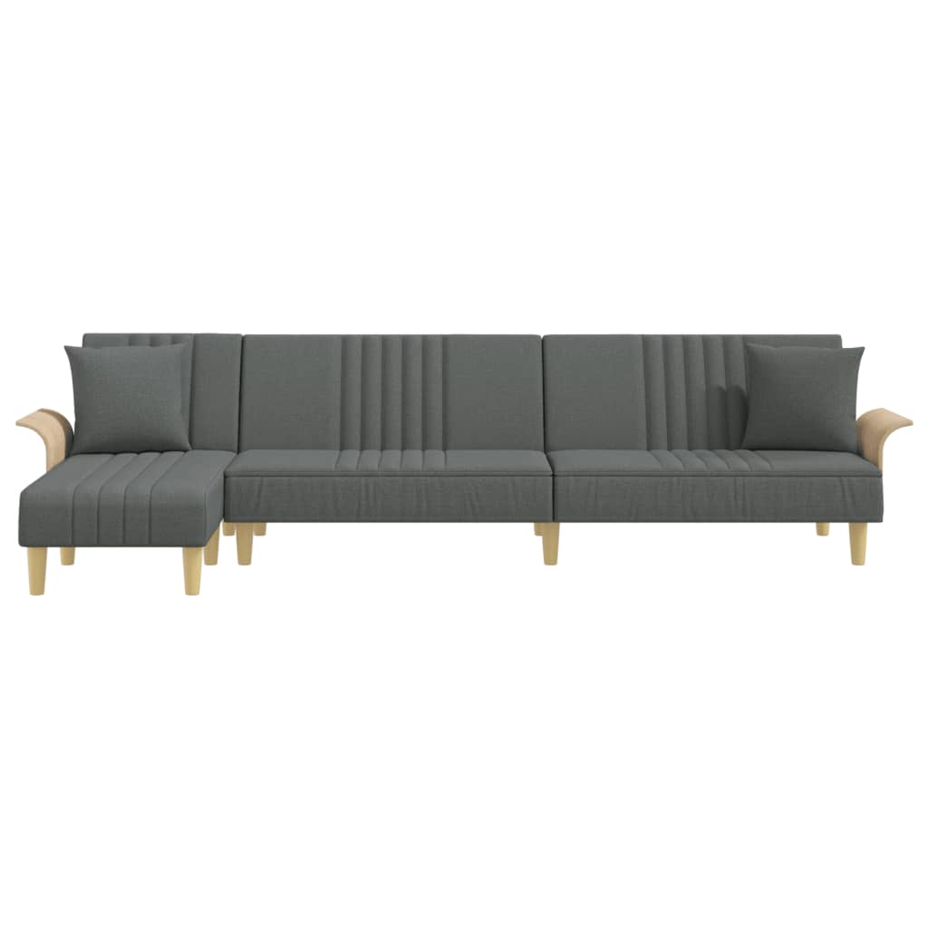 vidaXL Slaapbank L-vormig 279x140x70 cm stof lichtgrijs