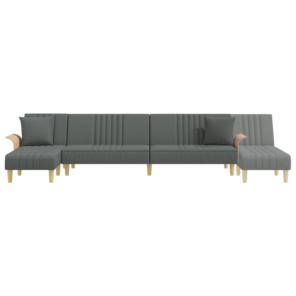 vidaXL Slaapbank L-vormig 279x140x70 cm stof lichtgrijs