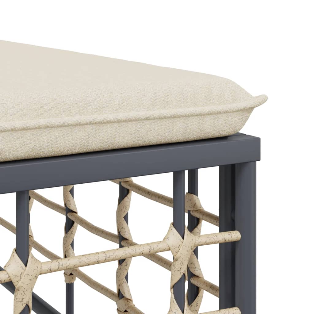 vidaXL 4-delige Loungeset met kussens poly rattan antracietkleurig