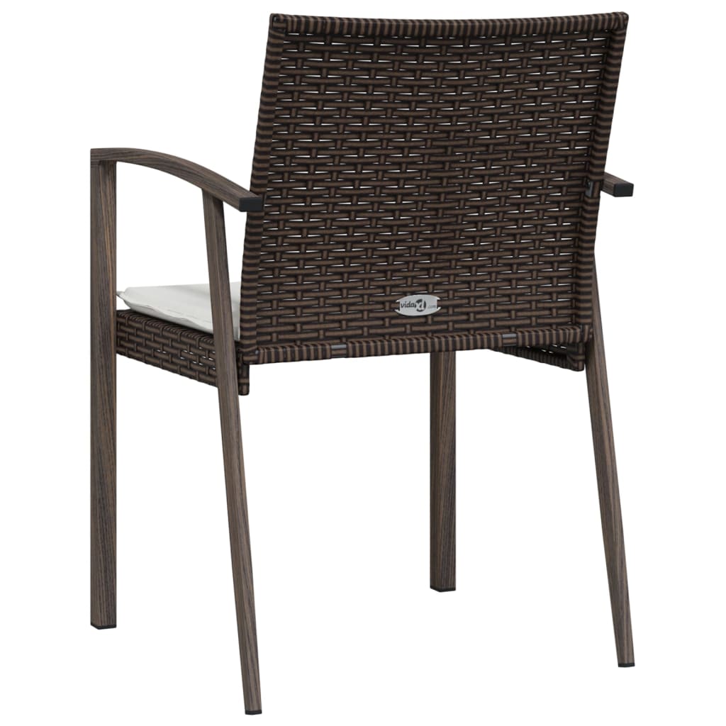 vidaXL Tuinstoelen 4 st met kussens 56,5x57x83 cm poly rattan bruin