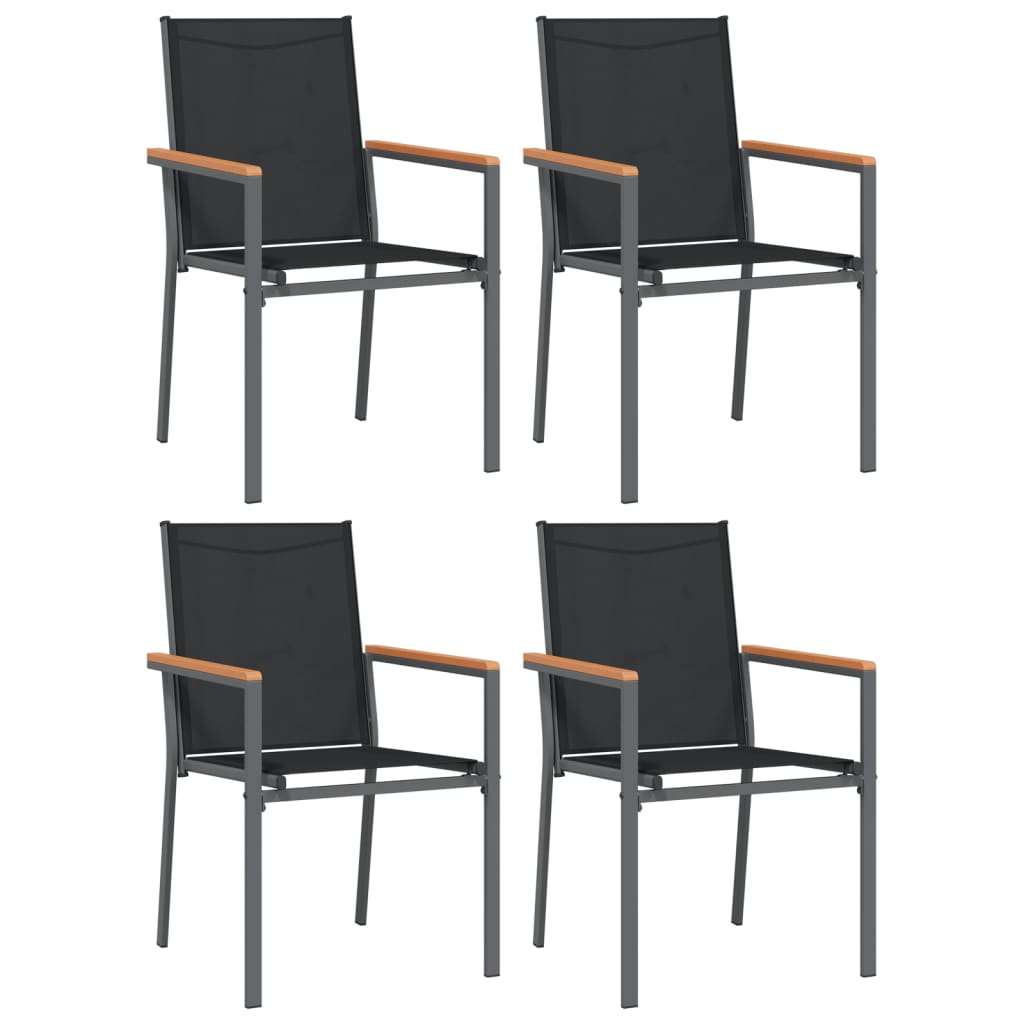 vidaXL Garden Chairs 4 pcs 55x61.5x90 cm Textilene and Steel Black