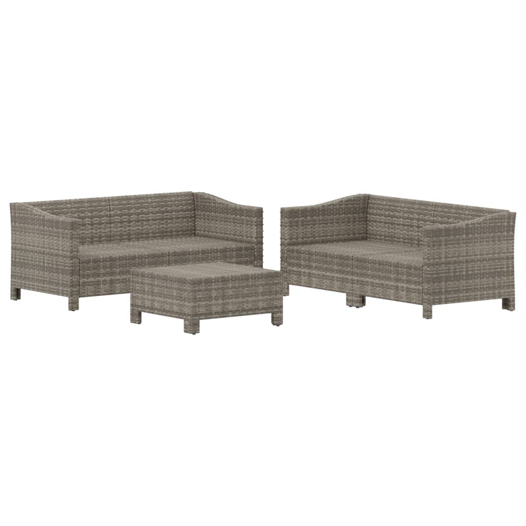 vidaXL 5-delige Loungeset met kussens poly rattan grijs