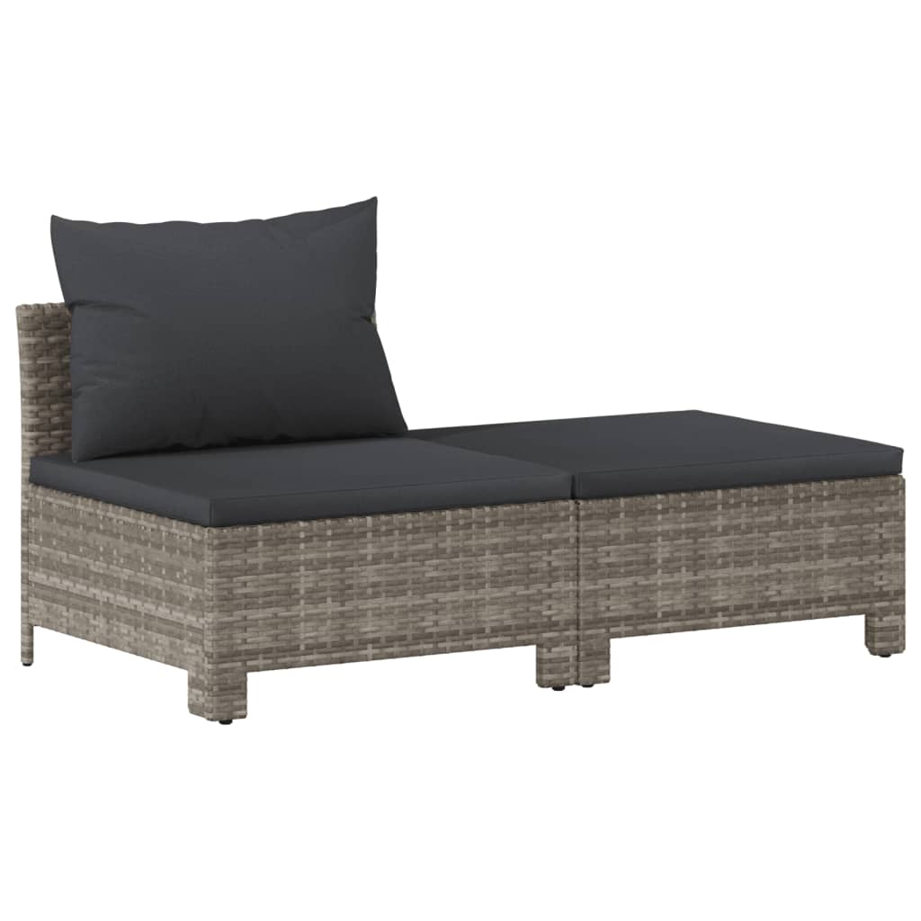 vidaXL 6-delige Loungeset met kussens poly rattan grijs