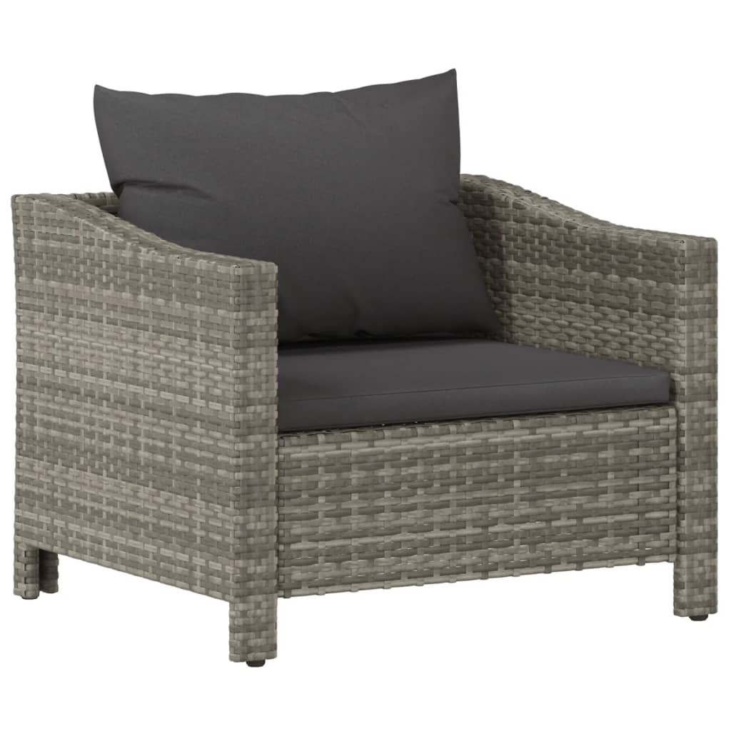 vidaXL 7-Piece Lounge Set with Cushions Poly Rattan Grey