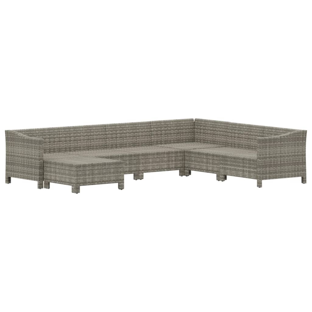 vidaXL 7-Piece Lounge Set with Cushions Poly Rattan Grey