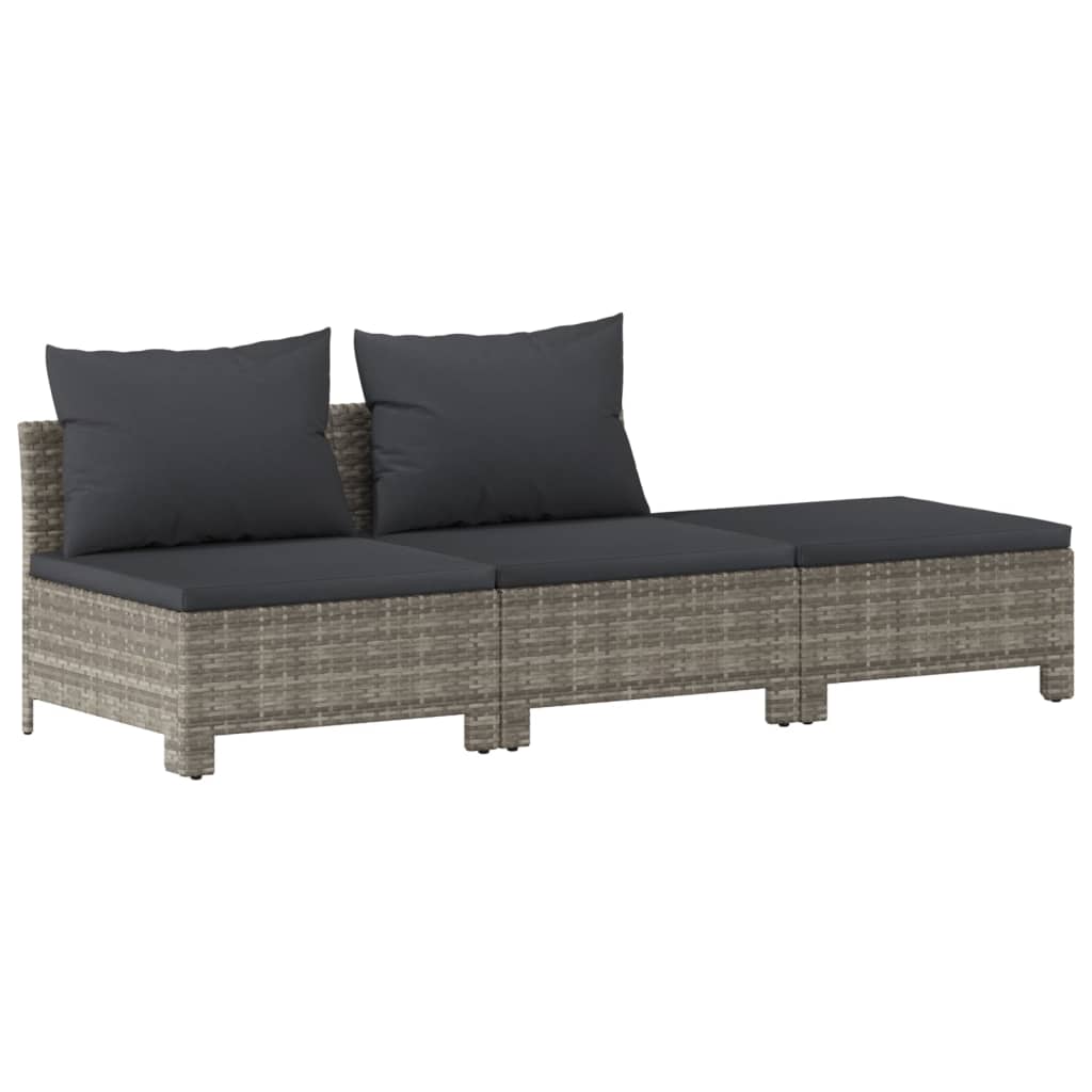 vidaXL 7-Piece Lounge Set with Cushions Poly Rattan Grey
