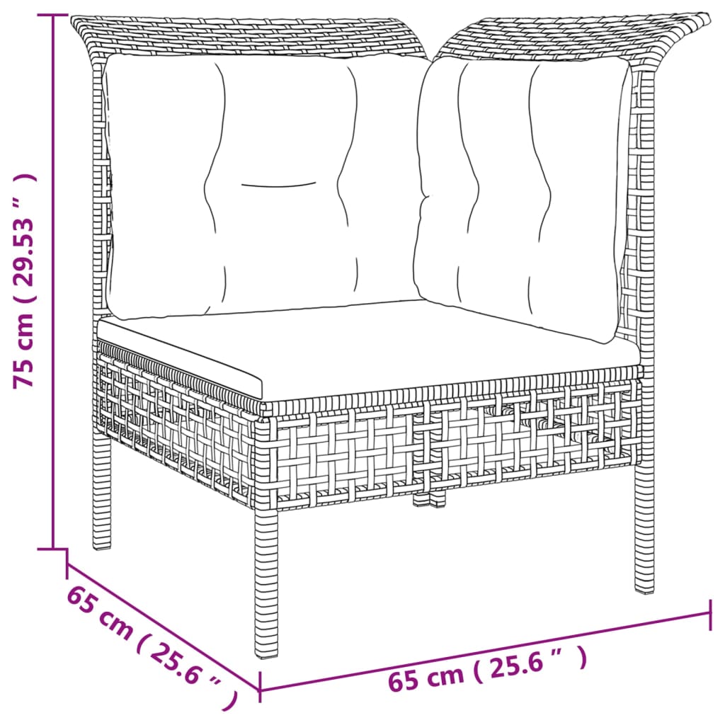 vidaXL 8-delige Loungeset met kussens poly rattan grijs