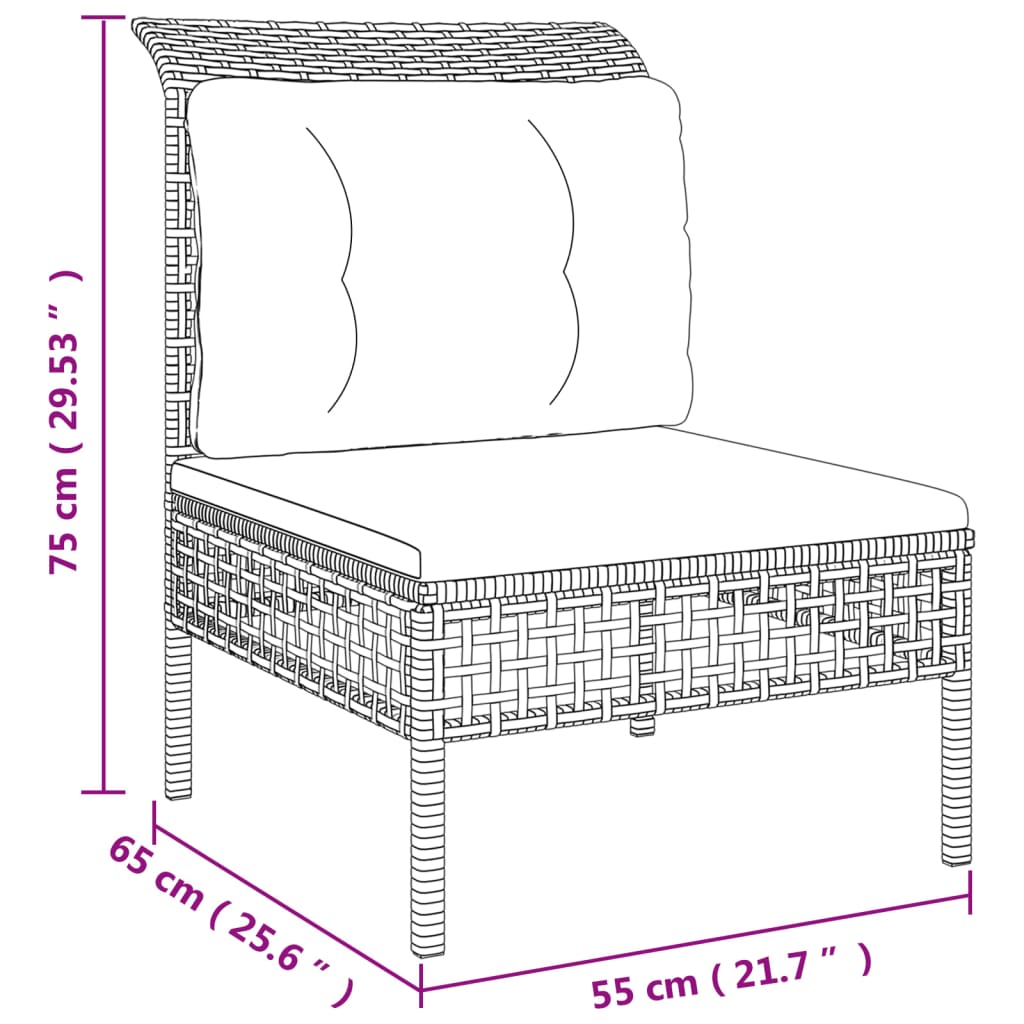 vidaXL 8-delige Loungeset met kussens poly rattan grijs
