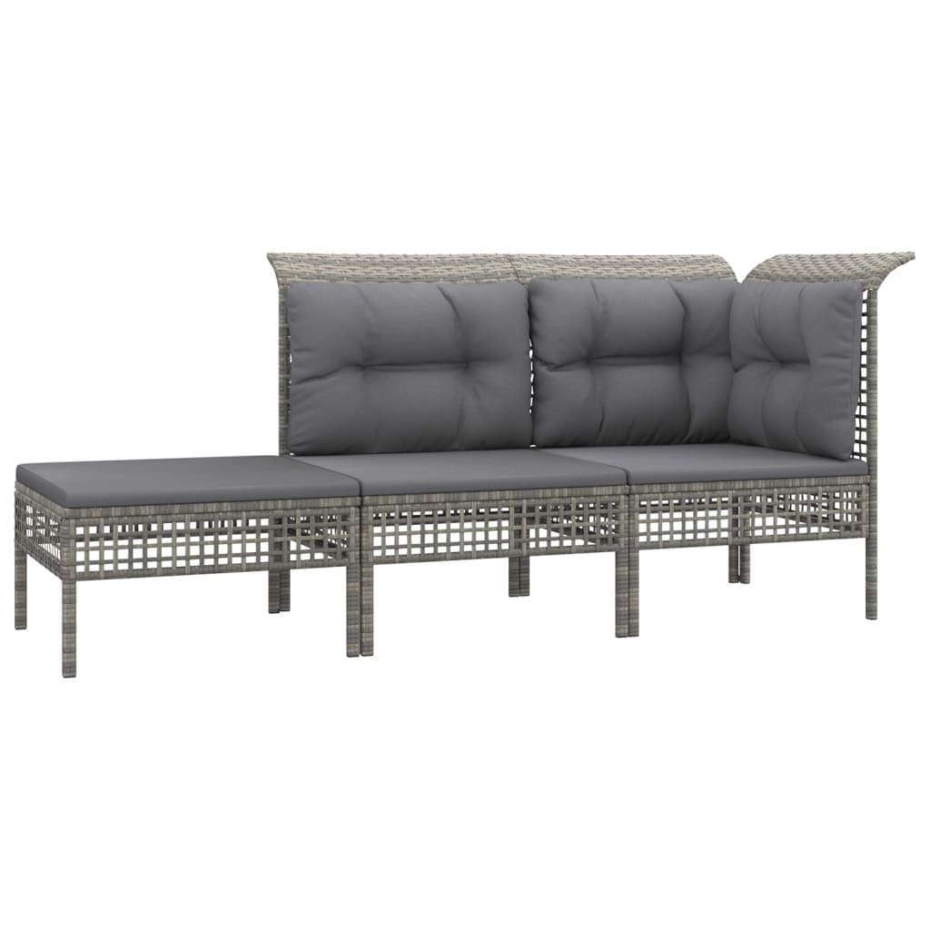 vidaXL 9-piece Lounge Set with Cushions Poly Rattan Grey