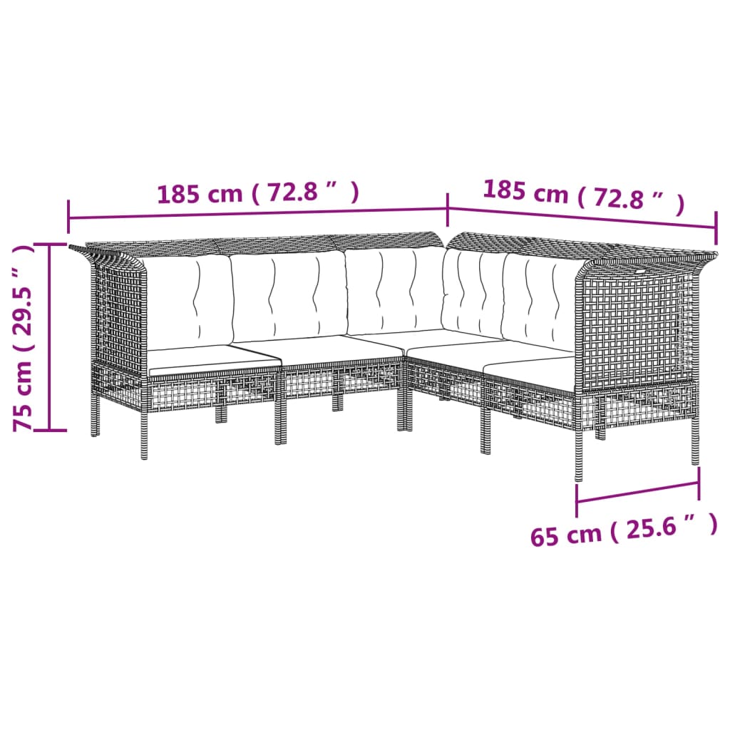 vidaXL 9-piece Lounge Set with Cushions Poly Rattan Grey