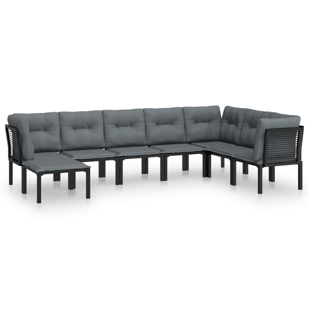 vidaXL 8-delige Loungeset poly rattan zwart en grijs