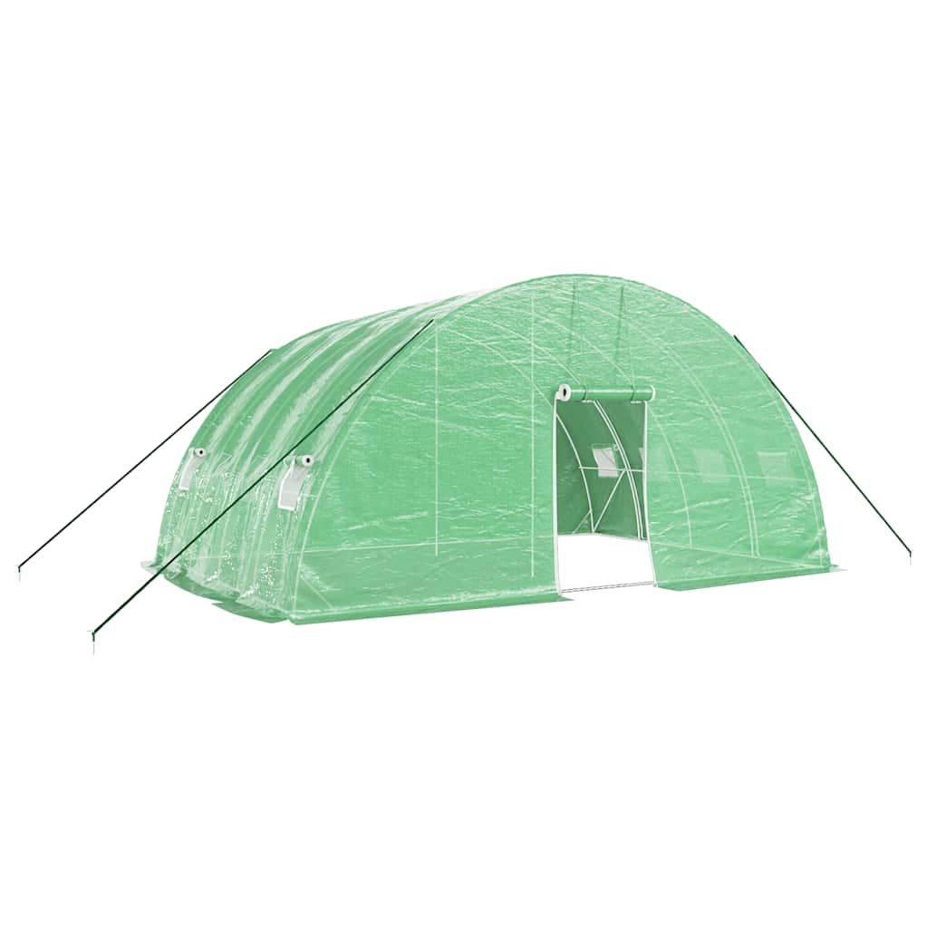vidaXL Kas met stalen frame groen 24 m² 6x4x2,85 m